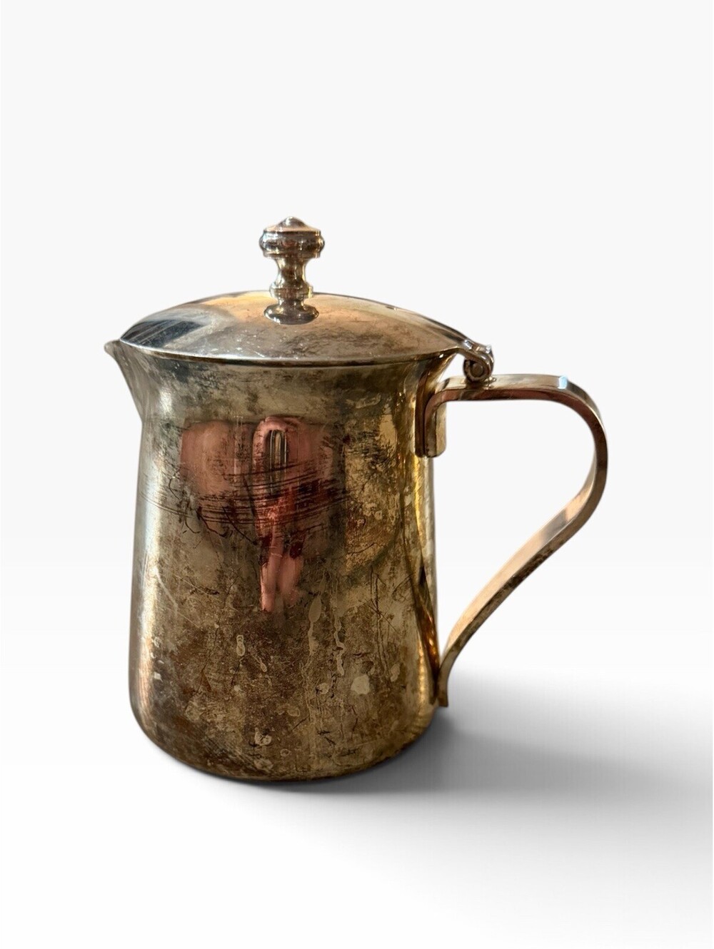 Antique Silverplate Lidded Pitcher Jug w/ Handle, Spout & Hinged Lid